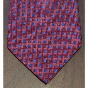 Todays Man Red Blue 100% Silk Men’s Neck Tie Made In Italy